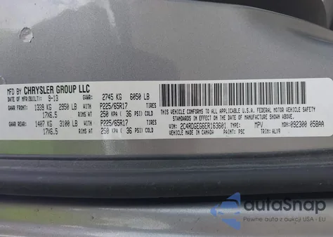 2014 Dodge Grand Caravan R/T z USA, uszkodzony, nr VIN 2C4RDGEG6ER163601